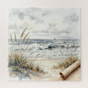 Aquarell-Ozeanstrand mit gewelltem Papier