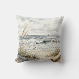 Aquarell-Ozeanstrand mit gewelltem Papier Kissen