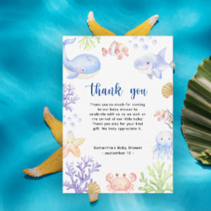 Aquarell-Ozeantiere - Danke, Baby Shower Dankeskarte