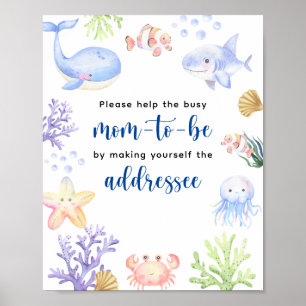 Aquarell-Ozeantiere - werdende Mutter als Adressat Poster