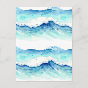 Aquarell-Ozeanwellen-Rahmen Postkarte