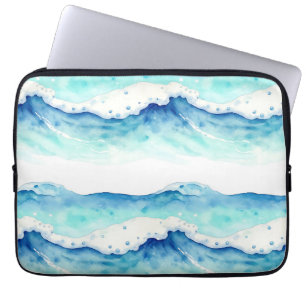 Aquarell-Ozeanwellen-Rand Laptopschutzhülle