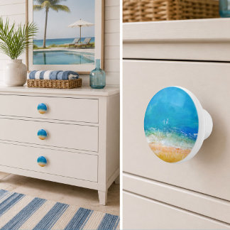 Aquarell-Ozeanwellen-Strand-Dekorativ Keramikknauf