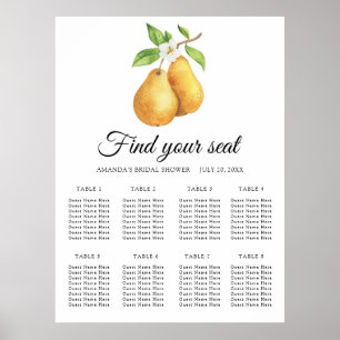 Aquarell-Paar Birnen Hochzeits-Sitzordnung Poster