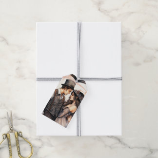 Aquarell-Paar romantisches Herz Vintage Geschenkanhänger
