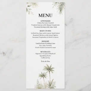 Aquarell-Palmbaum-Hochzeitsmenükarte Menükarte