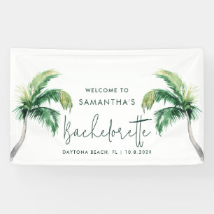 Aquarell-Palmbaum-Junggesellinnenabschied Begrüßun Banner