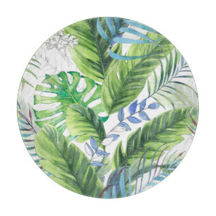 Aquarell-Palmblätter, exotischer nahtloser Hinterg Schneidebrett