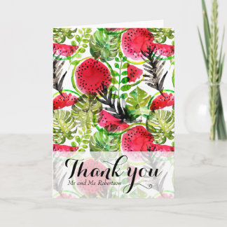 Aquarell-Palmblätter-Wassermelone-Dankeskarten Dankeskarte