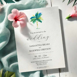 Aquarell-Palmenbaum Individuelle Hochzeitseinladun