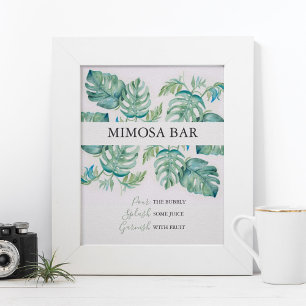 Aquarell‑Palmenblätter‑Mimosa‑Bar Poster