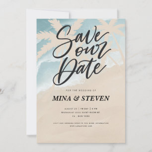 Aquarell Palmwedding Strand Save The Date