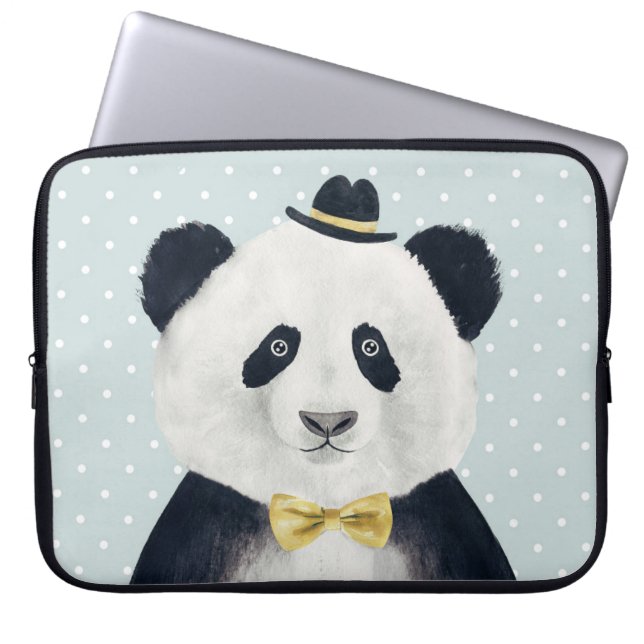 Aquarell-Panda-Bär Laptopschutzhülle (Vorderseite)