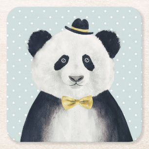 Aquarell-Panda-Bär Rechteckiger Pappuntersetzer