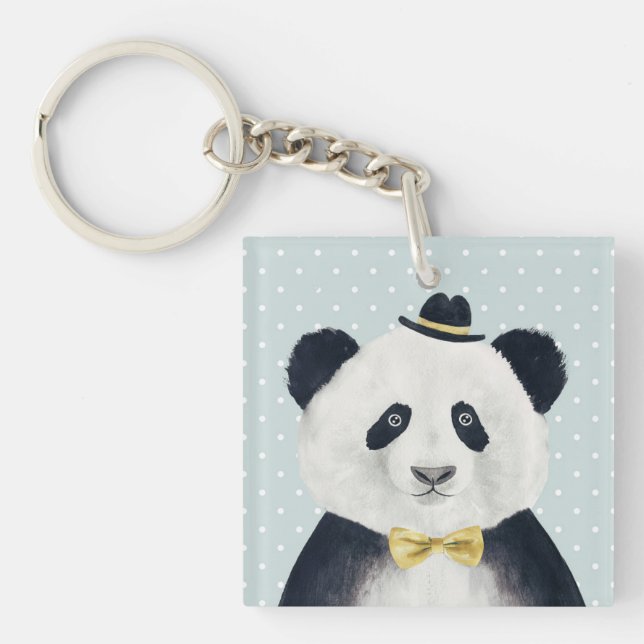 Aquarell-Panda-Bär Schlüsselanhänger (Vorderseite)