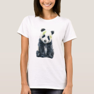 Aquarell-Panda mit grünem Bambus-Splash Frauen T-Shirt