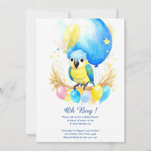 Aquarell Papagei Babydusche Einladung