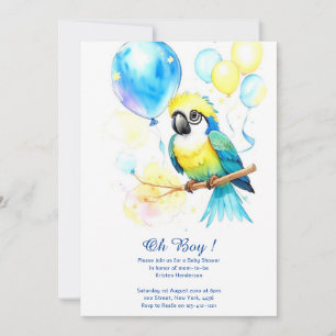 Aquarell Papagei Babydusche Einladung