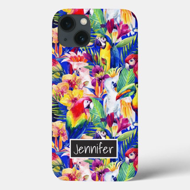 Aquarell-Papageien | addieren Ihren Namen Case-Mate iPhone Hülle (Rückseite)