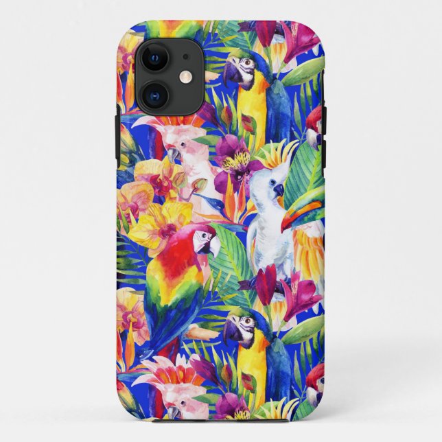 Aquarell-Papageien Case-Mate iPhone Hülle (Rückseite)