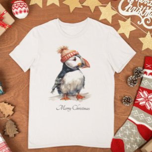 Aquarell-Papageientaucher-Weihnachts-Küstenbekleid T-Shirt
