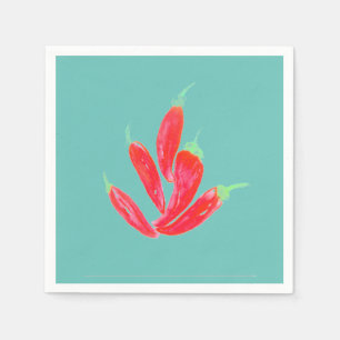 Aquarell Paprika Roter Habanero Chili Serviette