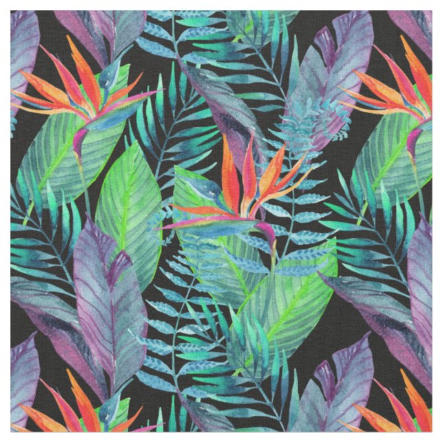 Aquarell-Paradiesvogel Stoff (Nahaufnahme)
