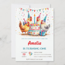 Aquarell-Party-Hühner Bauernhof-Geburtstag