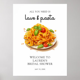 Aquarell-Pasta-Italienischer-Polterabend-Willkomme Poster
