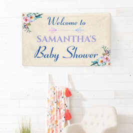 Aquarell Pastel Boho Floral Baby Dusche Willkommen Banner