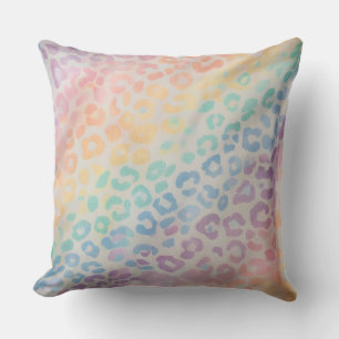 Aquarell-Pastell-Akzente Regenbogen-Leopardenpri Kissen