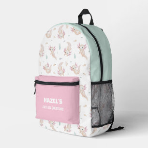 Aquarell Pastell Axolotl Fragen Benutzerdefinierte Bedruckter Rucksack