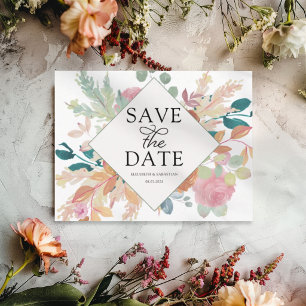 Aquarell Pastell Blumen & Botanik Save The Date Ankündigungspostkarte