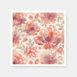 Aquarell-Pastell-Blumen Hellorange Serviette