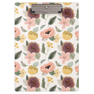 Aquarell Pastell Florales Nahtloses Muster   Sanft Klemmbrett