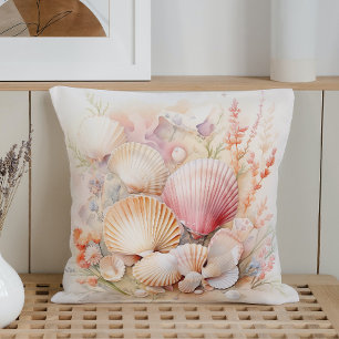 Aquarell Pastell Muscheln Kissen
