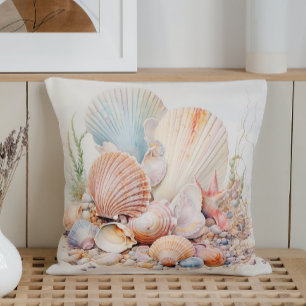 Aquarell Pastell Muscheln Kissen