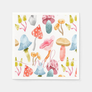 Aquarell-Pastell-Pilze Serviette