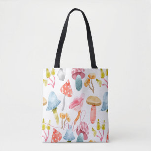Aquarell Pastell Pilze Tasche