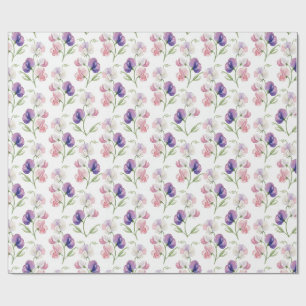 Aquarell Pastell Rosa Lila Süßerbse Blumen Geschenkpapier