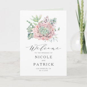Aquarell Pastell Sukkulenten Brautstrauß Hochzeit Programm