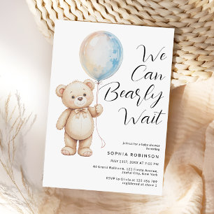 Aquarell Pastell Teddybär Ballon Baby Shower Einladung