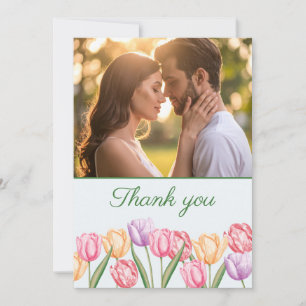 Aquarell Pastell Tulpen Blumen Frühlingshochzeit Dankeskarte