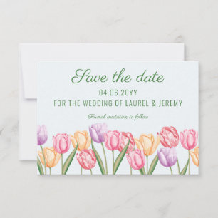 Aquarell Pastell Tulpen Blumen Frühlingshochzeit Save The Date