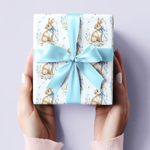 Aquarell Pastellblau Osterhase Geschenkpapier