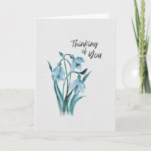 Aquarell Pastellblaue Schneeglöckchen In Gedanken Karte