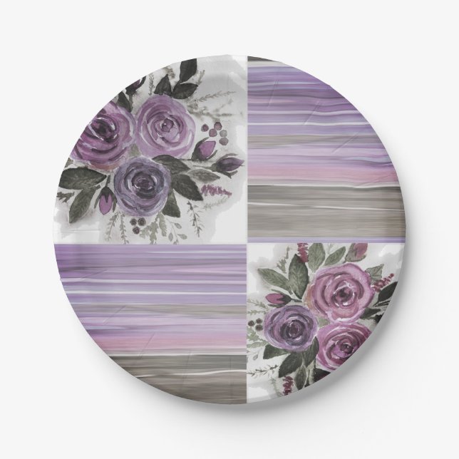 Aquarell Patchwork. Pappteller (Vorderseite)