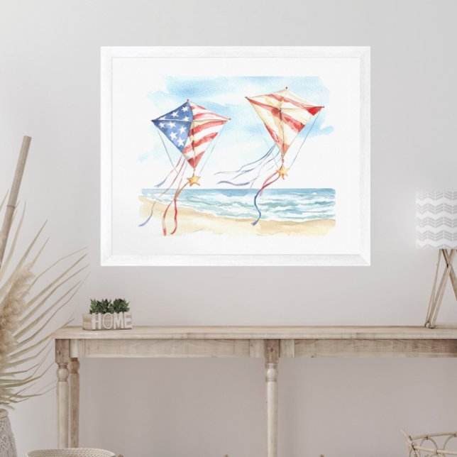 Aquarell Patriotische Stars Streifen Kites Küste Poster (Von Creator hochgeladen)