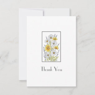 Aquarell, Pen und Tinte Daisy Floral Bouquet Dankeskarte