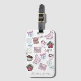 Aquarell Personalisiert Pink Weihnachten Gepäckanhänger